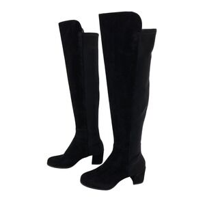 Stuart Weitzman‎ Black Suede Over the Knee Boots 2 inch Block Heel Size 5